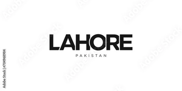 Fototapeta Lahore in the Pakistan emblem. The design features a geometric style, vector illustration with bold typography in a modern font. The graphic slogan lettering.