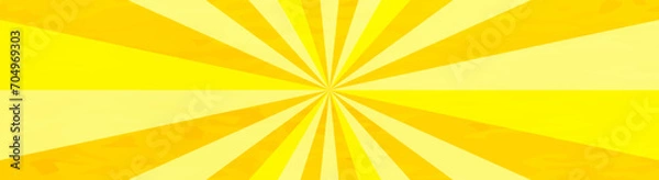 Fototapeta かわいい水彩風の集中線 黄色　サンバースト　横　横長　和風