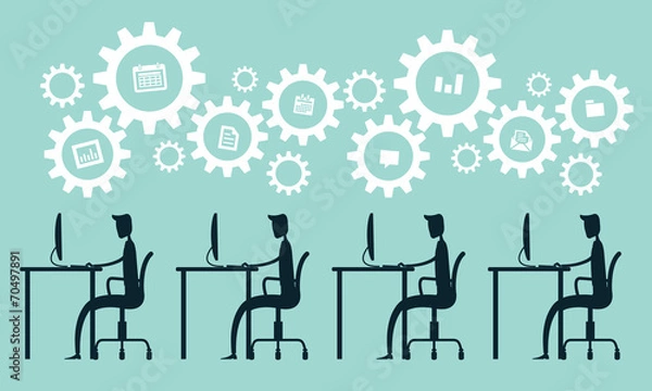 Fototapeta Business man working process project in office vector