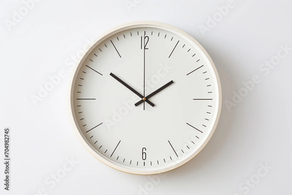Fototapeta Minimal wall clock on white wall background