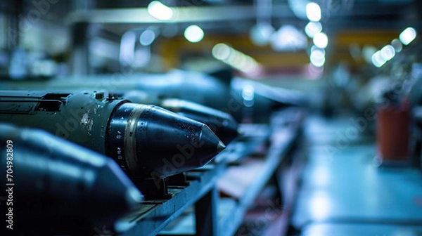 Fototapeta Army factory for creating missiles. 