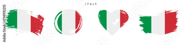 Obraz Italy hand drawn grunge style flag icon set. Free brush stroke flat vector illustration isolated on white
