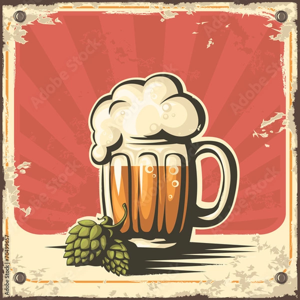 Obraz Retro beer poster. Vector.