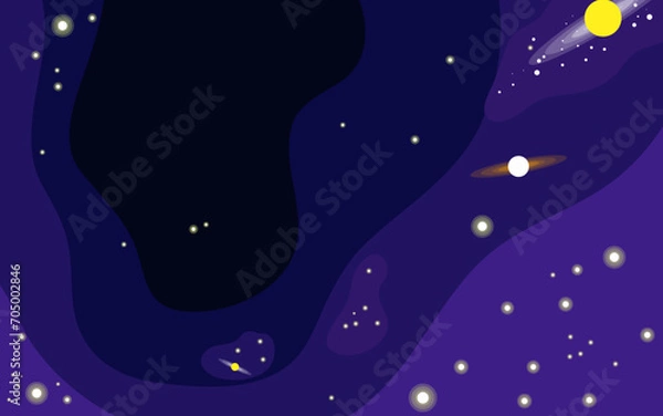 Obraz Vector space background . Cute flat style template with Stars in Outer space