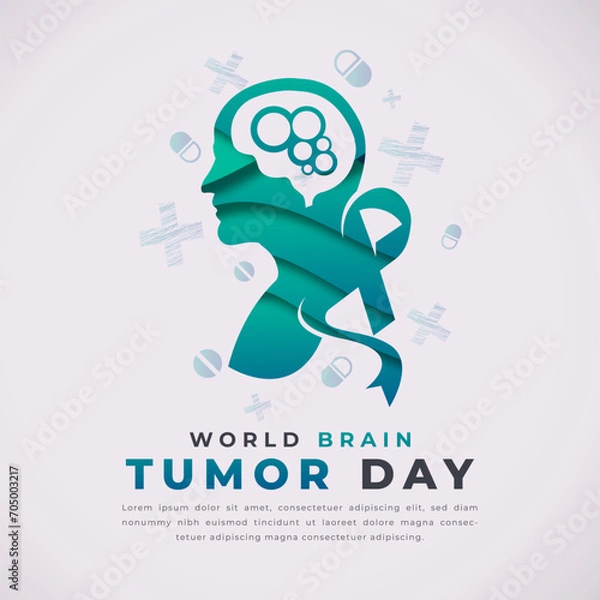 Obraz World Brain Tumor Day Paper cut style Vector Design Illustration for Background, Poster, Banner, Advertising, Greeting Card