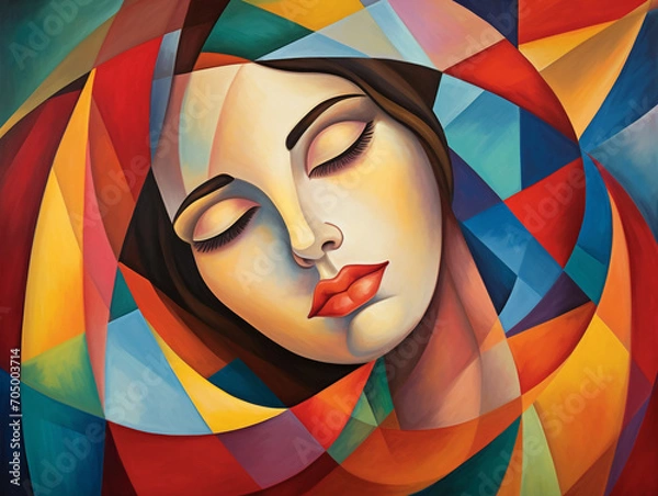 Fototapeta Unusual portrait of a person in cubism style
