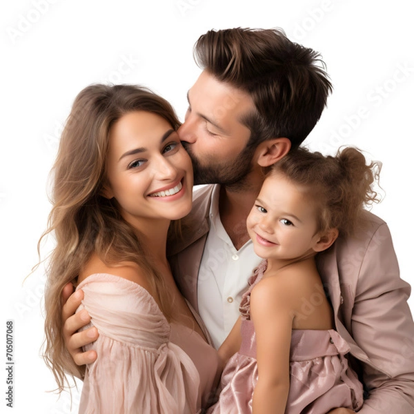 Fototapeta Happy young  couple hugging cute, smiling  love and care in studio, isolated on transparent background Generative AI	