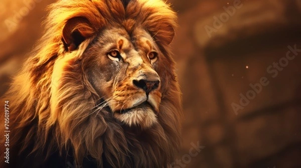 Obraz A lion with long mane