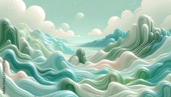 Fototapeta   Abstract art liquify with spring color. Spring wallpaper.  Green background.