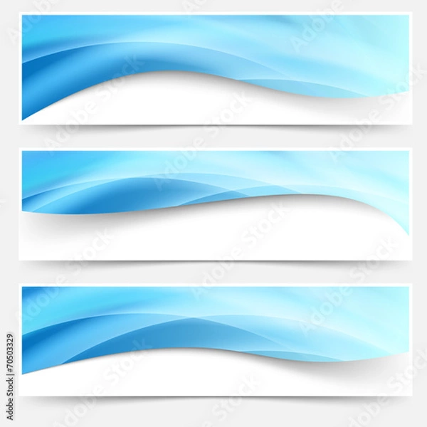 Fototapeta Blue light line headers footers collection