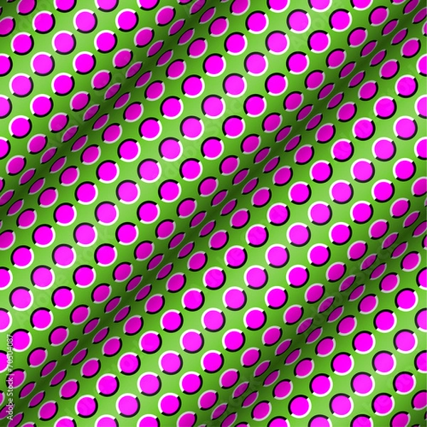 Fototapeta Moving Circles Optical Illusion Vector Seamless Pattern