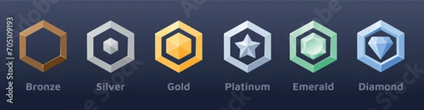 Obraz Game rank icon. Rank evolution design