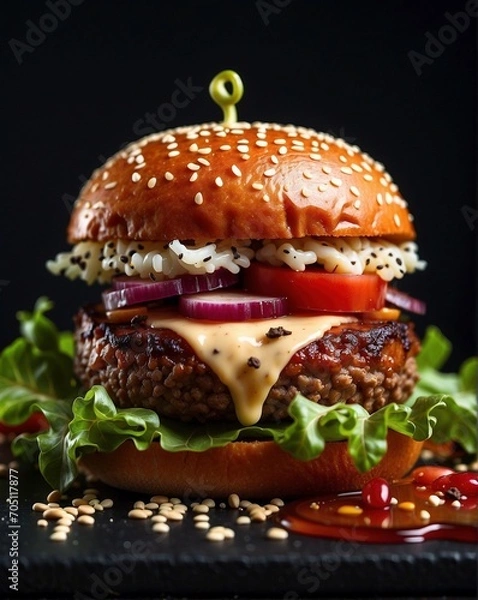 Obraz illustration of a delicious hamburger.