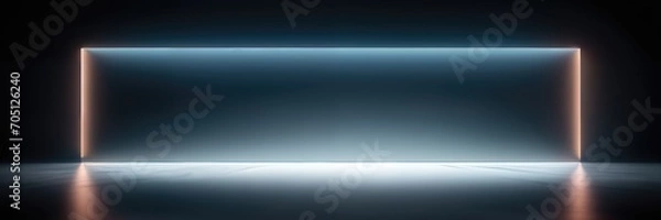 Fototapeta glow rectangular niche on a black wall with shining backlight