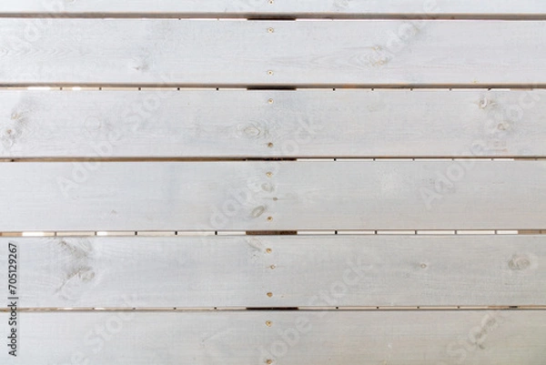 Fototapeta Close-up of washed white wooden planks, with visible knots and grains, creating a serene, clean, and minimalistic background suitable for various designs