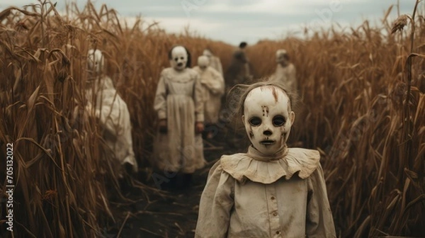 Fototapeta Scary ghost in corn field
