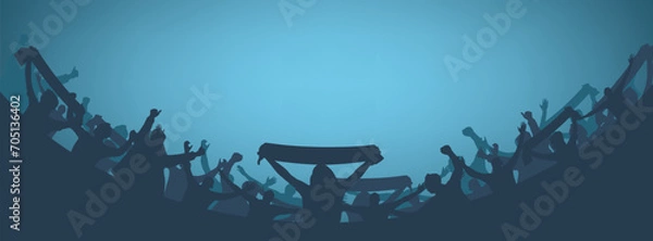 Fototapeta Silhouette of a group of people cheering for sports. Used for decoration, advertising design, websites or publications, banners, posters and brochures.