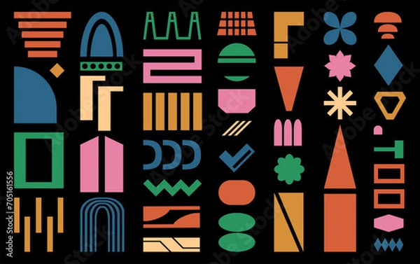 Obraz Brutalist abstract geometric shapes. Brutal contemporary figure. Bauhaus memphis design.