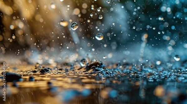 Fototapeta Water drops splash rain nature raindrop wallpaper background