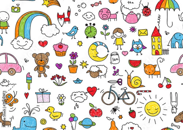 Obraz Seamless childish doodle