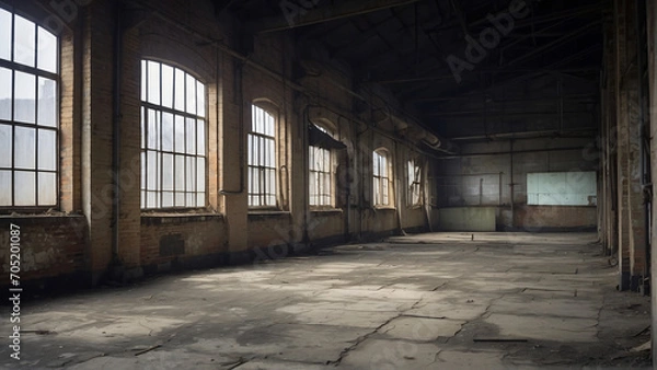 Fototapeta The factory room has been empty for a long time
