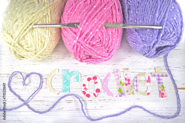 Obraz crochet word with wool and hook