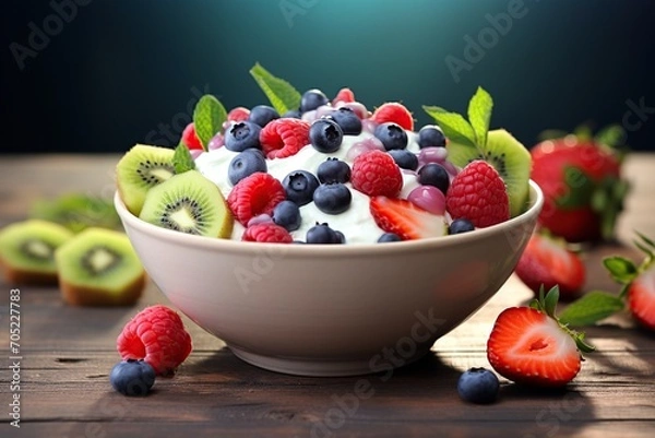 Fototapeta bowl of various fruits and different colors