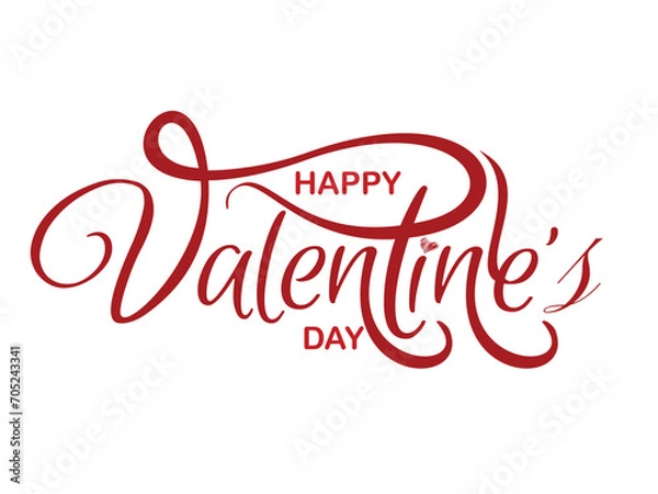 Fototapeta Happy Valentines Day Hand Drawn Illustration Typography in Red for Poster Banner Vector