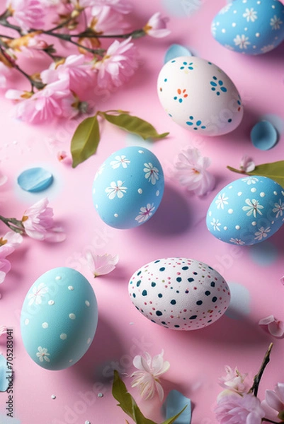 Obraz easter eggs and flowers