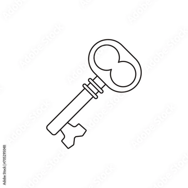 Obraz Old key symbol vector icon 
