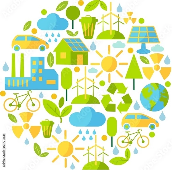 Fototapeta Background with ecology icons
