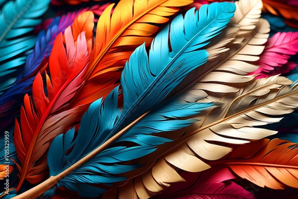Fototapeta "Vibrant Feather Illustration: Abstract Art Style with AI"