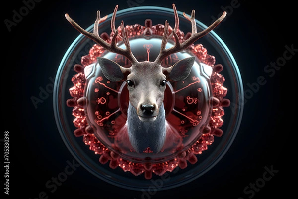 Obraz Logo of deer virus. Icon of deers zombie-like virus