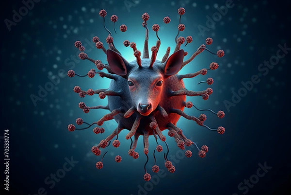 Obraz Logo of deer virus. Icon of deers zombie-like virus