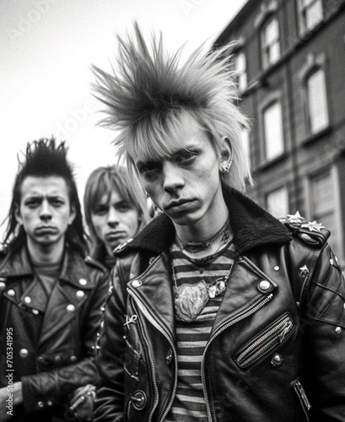 Obraz AI-Generated Portrait of 1970s Punk Youth