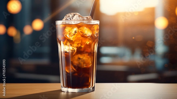 Fototapeta 机に置かれたアイスコーヒー