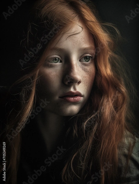 Fototapeta AI-Generated Portrait of a Beautiful Young Girl