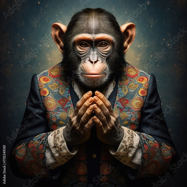 Obraz AI-Generated Psychedelic Monkey Portrait