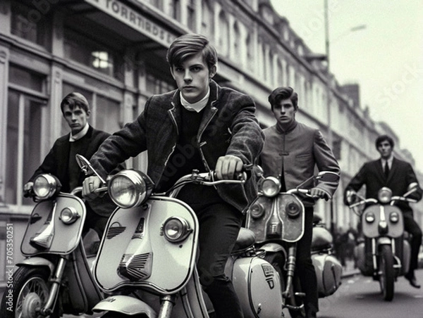 Obraz AI-Generated 60s Mod Style in Urban Setting