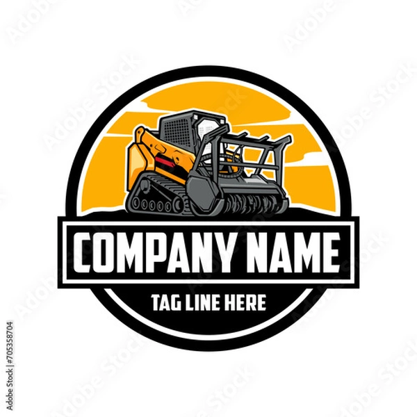 Obraz mulching machine illustration, Land Clearing Mulcher vector art	