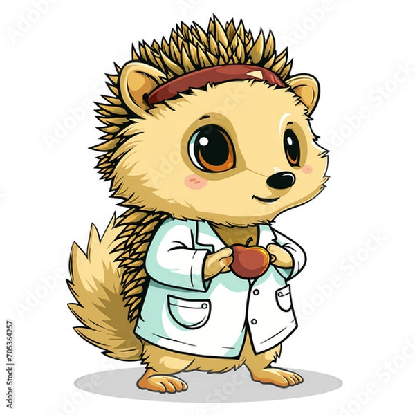 Fototapeta Unraveling the Mysteries of Science: The Intriguing Tale of a Hedgehog Dressed in a Lab Coat