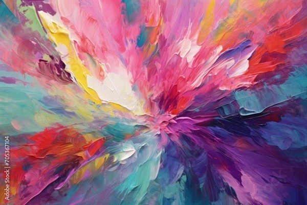 Fototapeta Multicolored Brush Strokes on Abstract Canvas