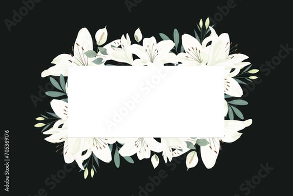 Obraz White Lily Flower Frame Background
