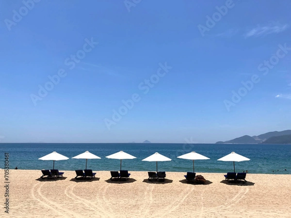 Obraz beach with umbrellas