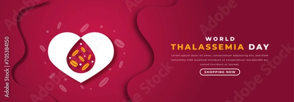 Obraz World Thalassemia Day Paper cut style Vector Design Illustration for Background, Poster, Banner, Advertising, Greeting Card