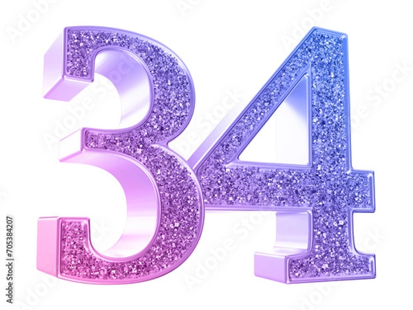 Fototapeta Gradient glitter 3d number34