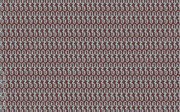 Obraz Brown batik vector pattern background with blue colored floral ornament. Modern javanese batik visualization.