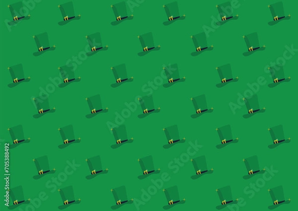 Obraz Dark green leprechaun hat pattern. Vector background for St. Patrick's Day celebration.