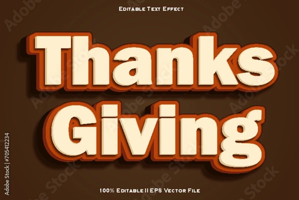 Obraz Thanks Giving Editable Text Effect 3d Emboss Style