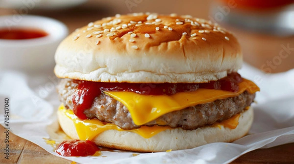 Fototapeta kids cheeseburger on wrapper